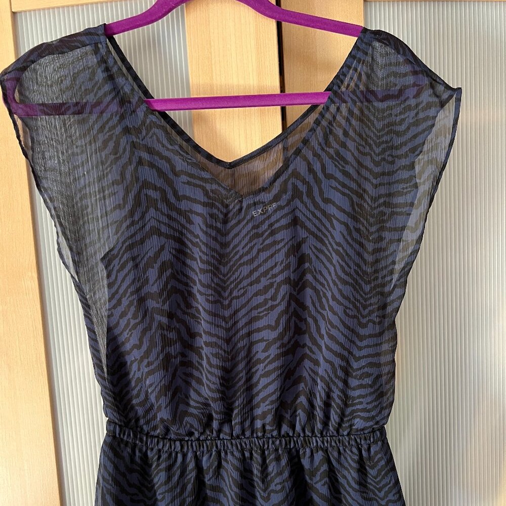 Express Peplum Top in Blue Zebra Print